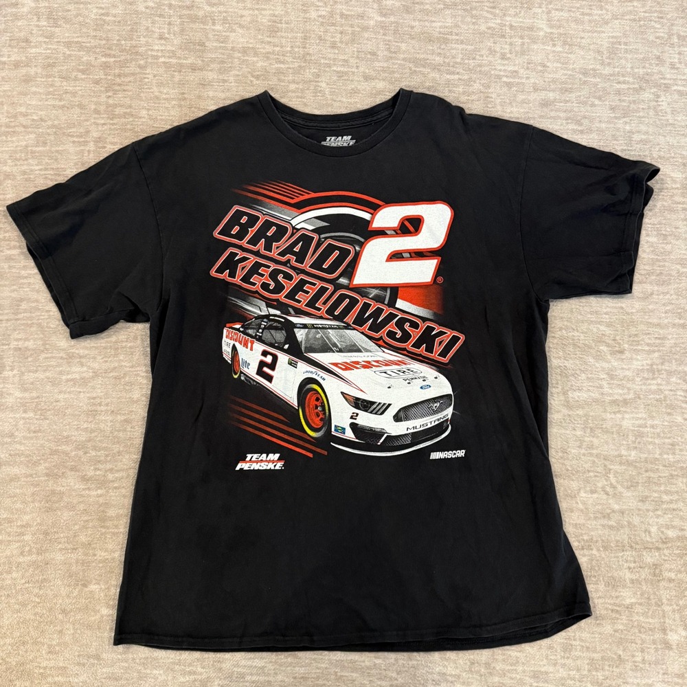 Brad Keselowski #2 NASCAR Racing Team Penske Black Graphic T-Shirt XL